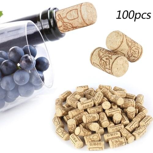 100pcs Wine Corks Stopper Wine Glass Bottle Cover Reusable Sealing Wood Lid Cap Wine Bottle Stopper Kitchen Bottle Accessories