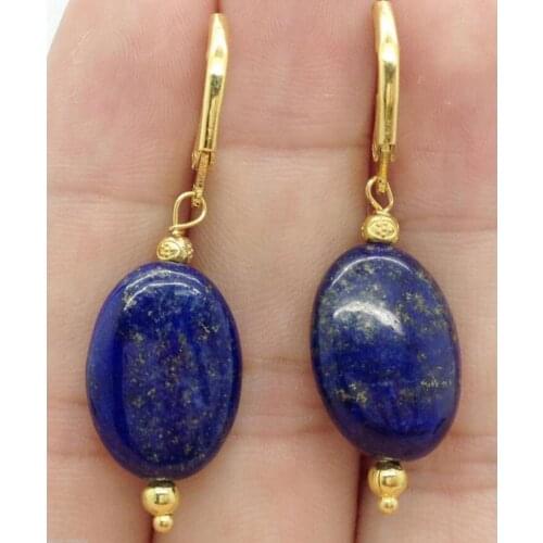 Fashion jewelry Free Shipping NEW Fashoion Handmade Blue Lapis Lazuli Yellow Earring ^^@^NEW style Fine jewe Noble Natural ston