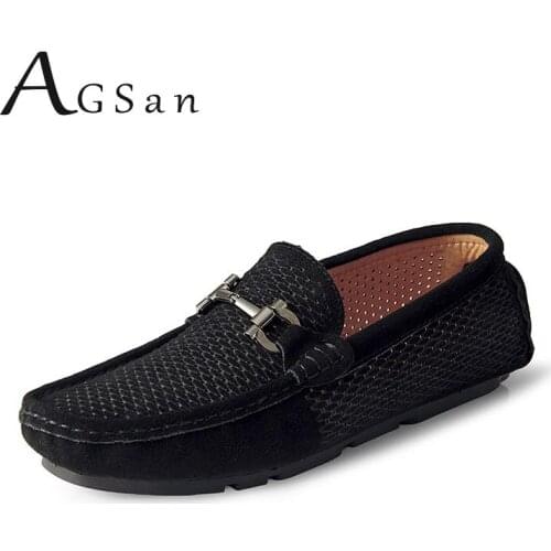 AGSan Summer Men Moccasins Designer Mens Loafers Cow Suede Leather Driving Shoes Italian Shoes Breathable Loafers Shoes for Men