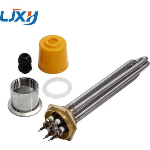 LJXH 1.2" Copper Thread Immersion Water Tubular Heater Heating Tube 220V/380V 304SUS with Plug Head Nut Power 3/4.5/6/9/12KW