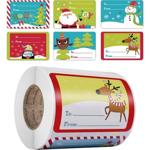 250pcs/roll Merry Christmas Kraft Handmade Sticker Card Box Package Sealing Stickers