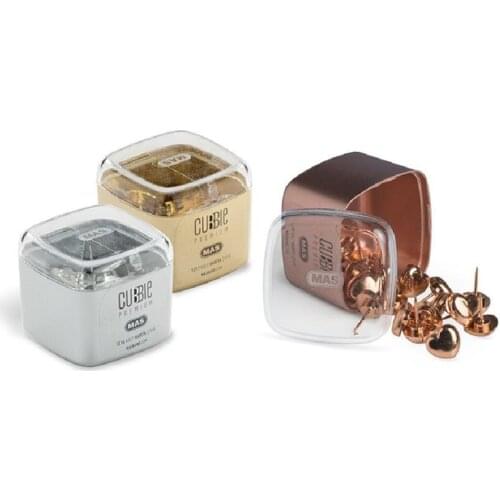 Mas Cubbie Premium Push Pins 3 Heart Shape Different Color Option ; Silver , Gold ,Rosegold