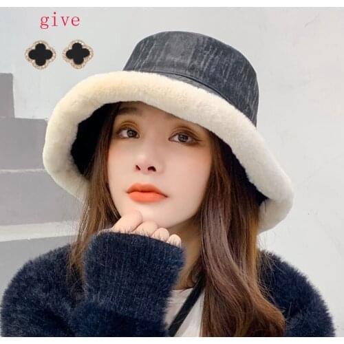 Winter Hat For Women Korean Version Fisherman Hats Warm lamb Wool Furry Hat Soft Fashion Sweet Girls Winter Ear Protection Hats