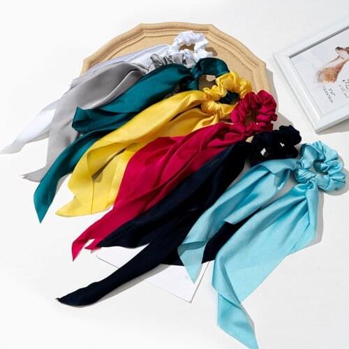 New Style Knotted Ribbon Satin Large Intestine Circle Silky Square Scarf Hair Circle Ladies Ponytail Hair Accessories