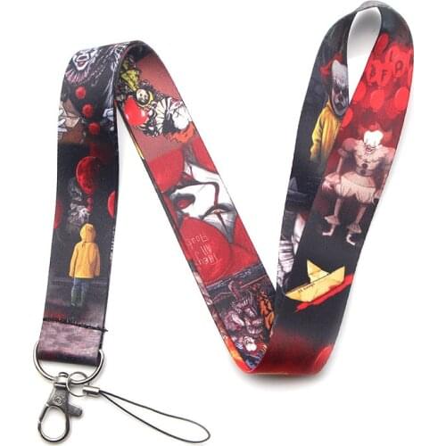 Horror Clown Mobile Phone Straps Keychain Lanyard For Keys ID Card Badge Holder Neck Strap Keyrings Hang Rope Webbing Ribbon