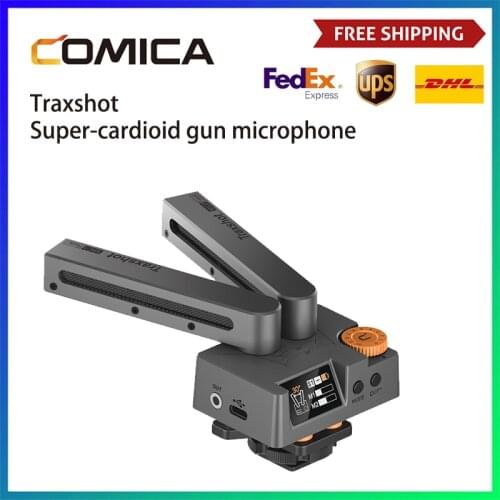 Comica Traxshot Super Cardioid Transformable Shotgun Microphone for iPhone Android Smartphone Canon Nikon Sony DSLR Camera