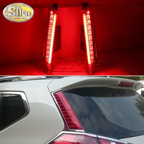 3-in-1 Functions LED Rear Fog Lamp Brake Light Dynamic Turn Signal Pillar Light Reflector For Nissan X-trail T32 2014 - 2020