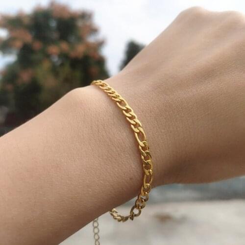 Women Bracelets Stainless Steel Figaro Link Chain Silver Color Bracelet Bangles Couple Jewelry Unisex Wrist Jewelry Gifts