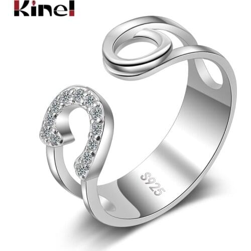 Kinel Geometric CZ Rings 925 Sterling Silver Rings for Women Open Stackable Ring Silver 925 Jewelry Minimalist Fine Jewellery