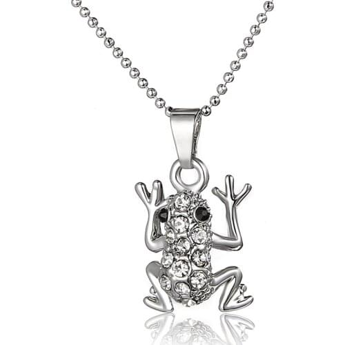 Frog Pendant Necklaces Bohemian stainless steel animal Necklaces For Women Bead Sweater chain Jewelry