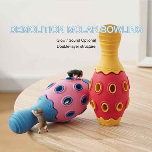 Dog Chew Toys Resistant Biting Teeth Multifunctional Vocal Puzzle Leaking Bowling Ball Toys For Teddy Chihuahua Pet Accessories
