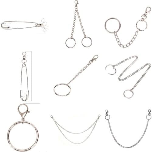 1pcs Metal Trousers Pant Chain Wallet Belt Rock Punk Jeans Keychain Ring Clip Keyring HipHop Trendy Jewelry