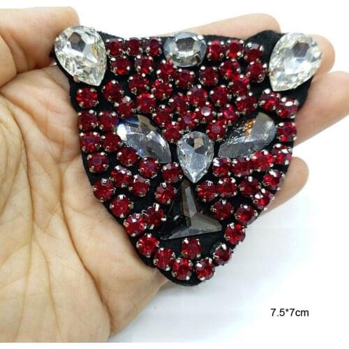 1pc tiger handmade sequins beaded patches for clothing DIY rhinestone beaded Sew on patch Embroidery applique parche ropa