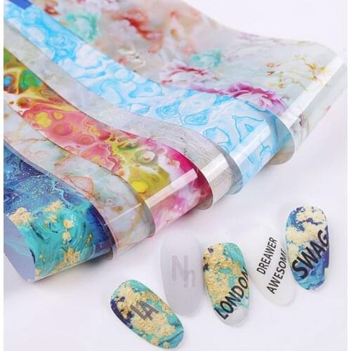 10 Sheet Nail Art Transfer Sticker Starry Sky Paper Marble Shining Classic Design Slider Decals for Nail DIY Decoration