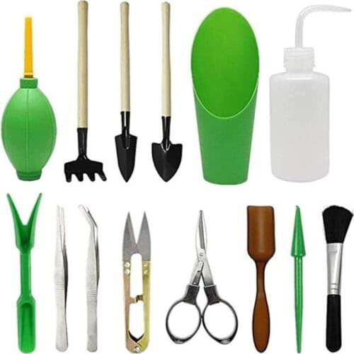 14 Pieces Mini Bonsai Tools Gardening Tool Kit Planting Cactus Succulents Plants