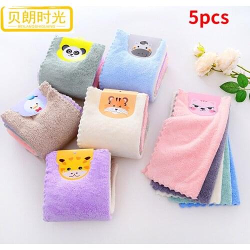 2020new5 pieces of 1 card coral fleece square 25*25cm small towel and hand towel childrens square coral fleece microfiber towel