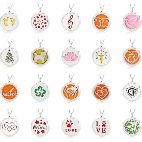 Love Peace Dove Clover 30mm Aroma Locket Twist screw Hollow Out Diffuser Locket 316L Stainless Steel perfume pendant 10 Pads