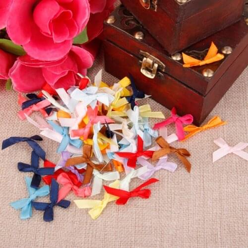 100 Mini Satin Ribbon Flowers Bows For Hair Accessory Jewellery Making Wedding Favor