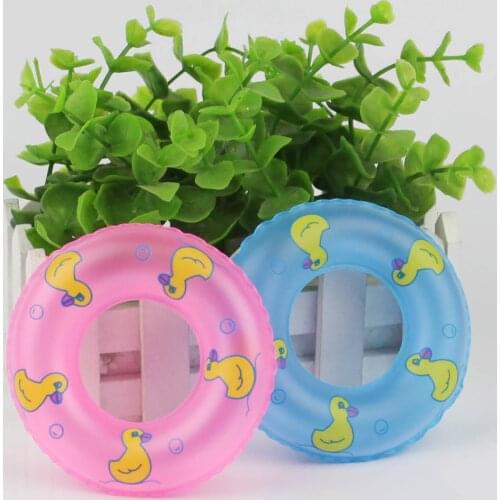 Besegad 2Pcs Doll House Cute Miniature Mini Plastic Swim Rings Swimming Buoys Laps for Barbie Children Girls Birthday Gifts Toys