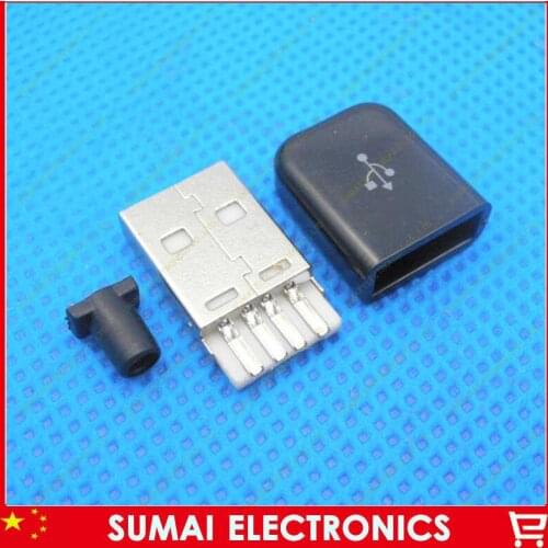 Free Shipping 30sets DIY 3 in 1 2.0 USB connector jack A Type Mini USB Jack 5p Male Plug + Plastic shell