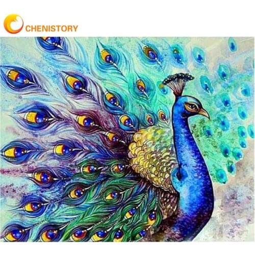 CHENISTORY Frameless Peacock Animals DIY Painting By Numbers Kits Acrylic Paint By Numbers Home Wall Art Decor Unique Gift 40x50