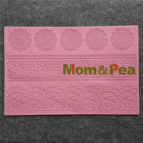 Mom&Pea GX230 Combined Flower Lace Pad Mold Cake Decoration Fondant Cake 3D Mold Food Grade Silicone Mould