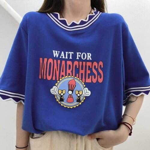 Super Chic Collar Fun Print T Shirts Women Kawaii Clothes Graphic Tee Harajuku Fashion Teens Girls Summer Tops New Korean Trend