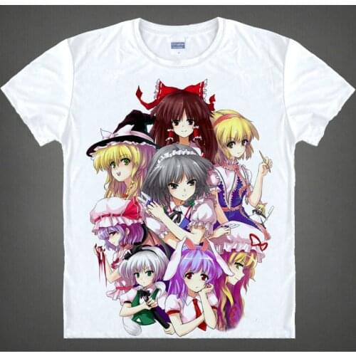 Anime Touhou Project T-shirts Cirno Saigyouji Yuyuko Hakurei Reimu Cosplay T Shirt Short Sleeve Tees shrine maiden Summer Tops