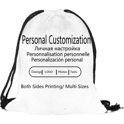 Personal Customozed Drawstring Bag Boys Girls Gift DIY Logo Photo Canvas Backpack Students Shopping School Trave Shoulder Bags