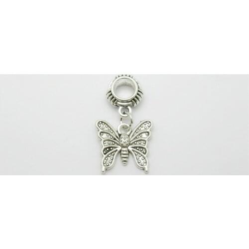 Classic 20pcs butterfly charms big hole loose bead fit Pandora bracelet pendants DIY