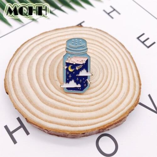 Creative Cartoon Star Moon Space Wishing Bottle Enamel Alloy Brooch Fun Badge T-shirt Bag Pin Cartoon Jewelry Gift For Kid
