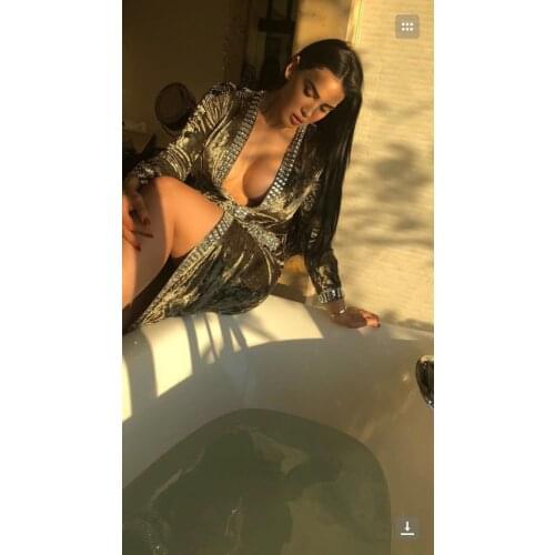 Fashion women long coat luxury beaded celebrity coats high quality sexy runway evening party gown long sleeve black grey brown