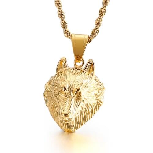 Punk Hip Hop Titanium Steel Wolf Head Pendant Mens Stainless Steel Trendy Stage Accessories