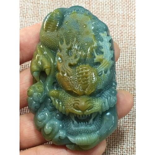 Natural Myanmar jade A HandCarved dragon green jade pendant jade necklace pendants jewelry jade necklaces woman