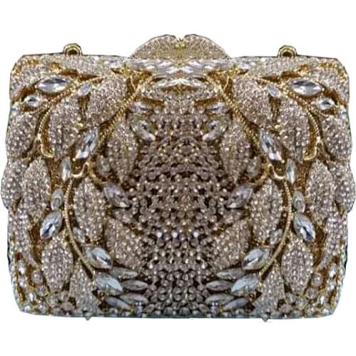 New Nigeria elegant ladies evening dress bag banquet rhinestone handbag ladies crystal metal clutch
