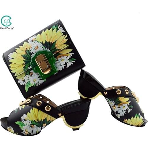 New Fashion Style Italian Design Ladies Shoes And Bag Set To Match Nigerian Party Shoes With Matching Bags Set in Black Color