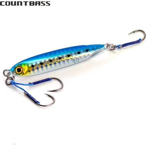 Countbass 3PCS 10g 15g 20g 30g 40g Micro Cast Slim Slow Jig Shore Jigging Metal Lures for Seawater Fishing Live Fish Baits