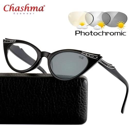 Cat Eye Glasses Sunglasses Photochromic Reading Glasses Women Hyperopia Presbyopia with diopters Outdoor Presbyopia Glasses