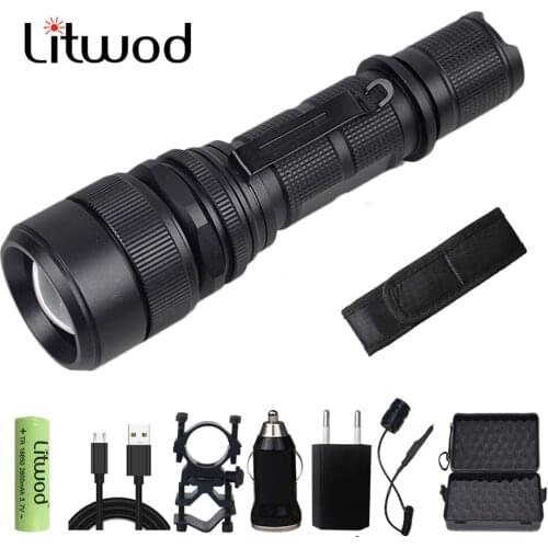Hunting Led Flashlight XM-L2 U3 Remote Switch Lantern Aluminum Waterproof Light Zoomable USB Rechargeable 18650 Battery Torch