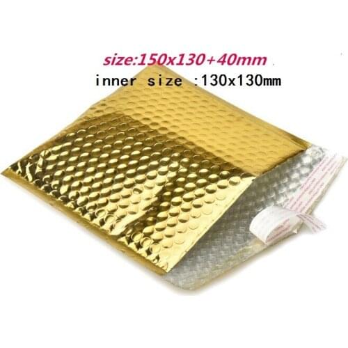 Size:15*13cm small gold mailing envelopes , gold padded shipping bubble mailer