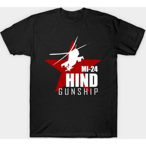 Russian Army Military Helicopter MI-24 Hind Gunship T-Shirt. Summer Cotton O-Neck Short Sleeve Mens T Shirt New S-3XL
