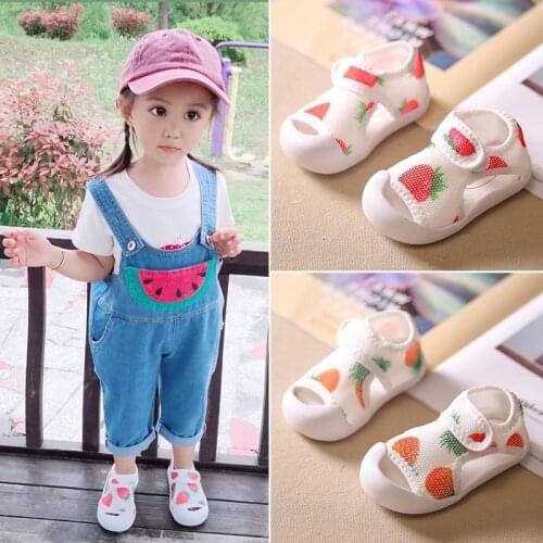 SandQ baby shoes girls sandals mesh newborn infant shoes prewalkers beach shoes nonslip boutique 0-24M strawberry closed toe