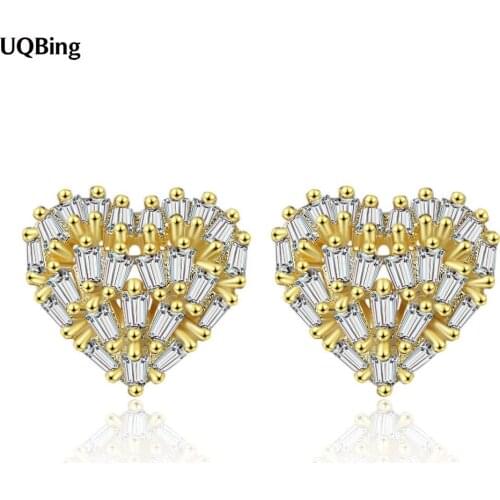 Top Grade Quality Zircon Heart Shape Wedding Women Stud Earring 925 Sterling Silver Gifts Jewelry