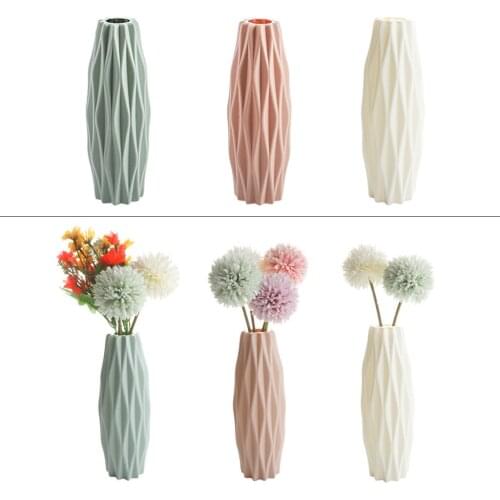 Nordic Plastic Flower Pot Statue Sculptures Figure Plant Dried Flowers Hydroponic Pot Crafts Living Room Decorations