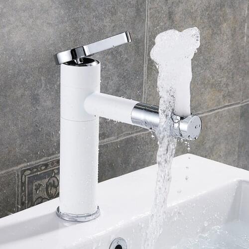 ZGRK Basin Mixer Tap 360 Degree Rotate Type Basin Faucet Black and Silver chrome Finish Single Hand Bathroom Faucets