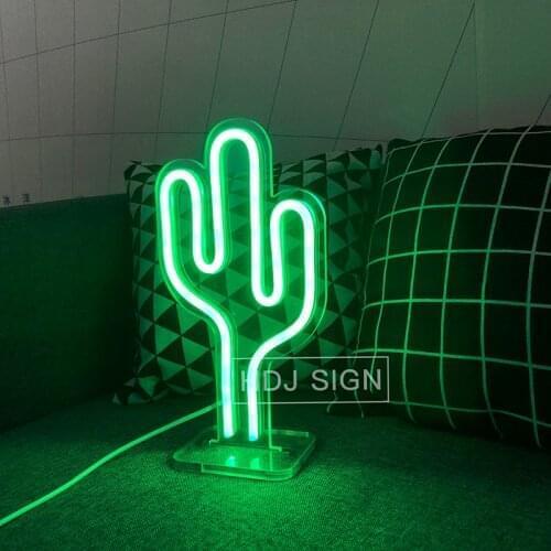 Cactus LED Neon Light USB Bedroom Desk Decor Lamp Christmas Childrens Room Bar Table Night Light Birthday Gift