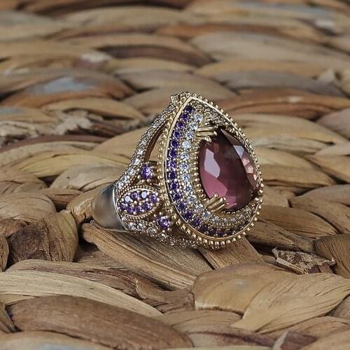 Turkish Fashion Jewellery 925K Sterling Silver Amethyst Womens Ring All Sizes