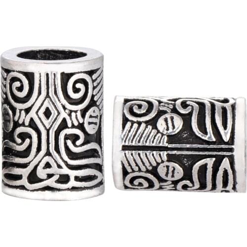 Vikings Totem Bead Norse Vikings Runes Antique Silver Beads for Hair for Necklace Bracelet DIY