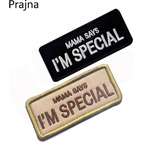 Prajna Embroidered Tactical Patch MAMA SAYS I'M SPECIAL Hook Loop Stalker Patch Military Glueless Patch Stripe On Clothes