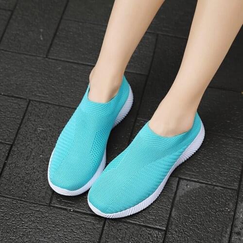 NAUSK Plus Size 43 Breathable Mesh Platform Sneakers Women Slip on Soft Ladies Casual Running Shoes Woman Knit Sock Shoes Flats